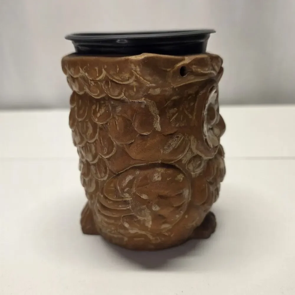 Retro 70s Double Side Ceramic Owl Planter Pot Brown Cottagecore Vintage MCM